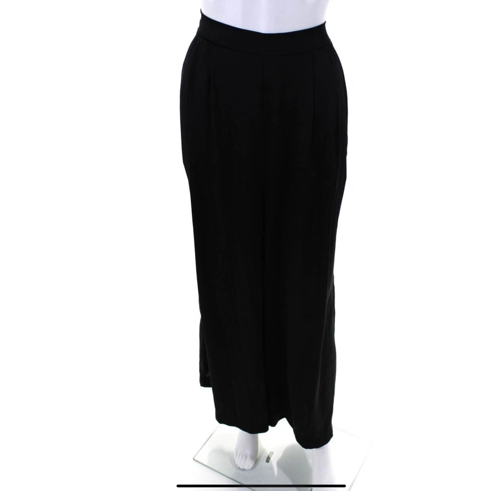 Anthropologie Black Wide Leg Trousers Pants Size 14 NWT Side Zip Elastic Back